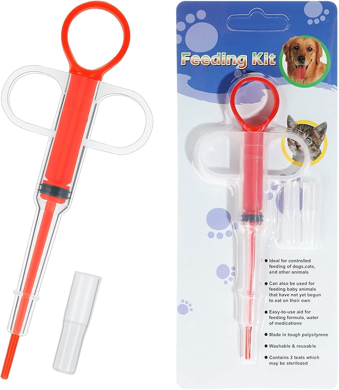 2 Pieces Pet Pill Plunger Popper for Small Cats Dogs Pill Gun Dispenser Shooter Pet Piller Soft Tip Tablet Syringe Pusher Animal Medicine Feeder for Feeding Accessories (Red, Green)