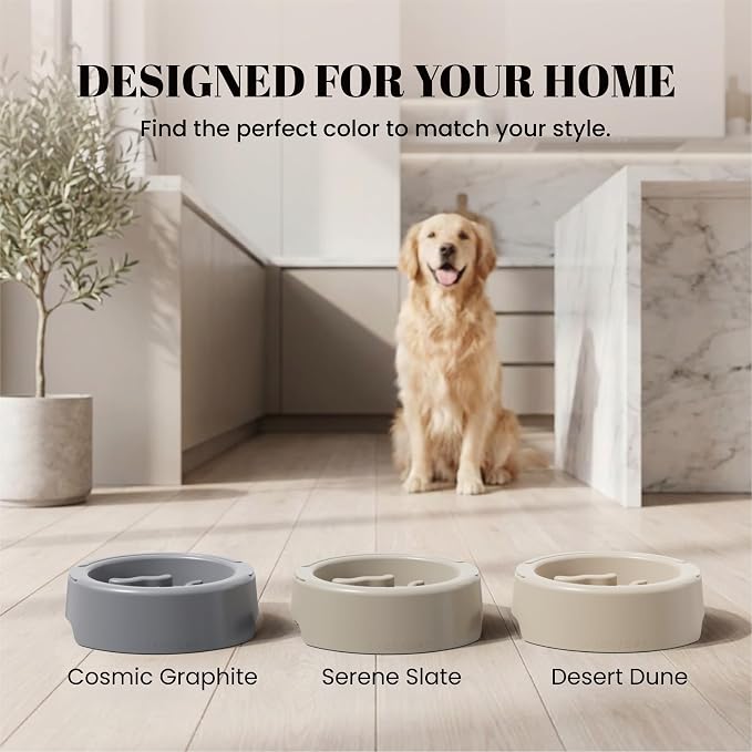 AVERYDAY 3 Pack Slow Feeder Dog Bowl Set, Two Weighted Maze Insert Bowls, Anti-Slip Changeable Puzzle Feeding Bowl for Wet Dry & Raw Dog Food, Slow Eating Deep Pet Food Dish for Medium & Large Breeds