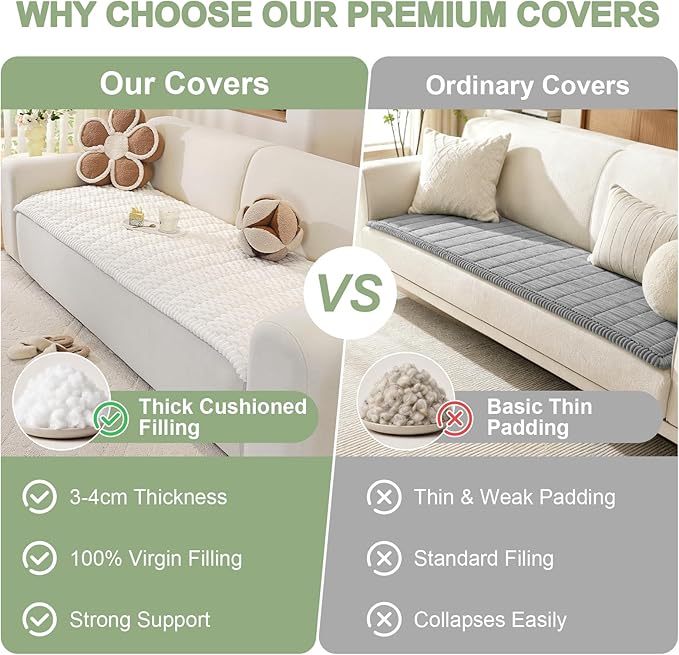 OstepDecor Couch Cover for Dogs, Washable Non Slip Sofa Cover for Pets, Soft Couch Covers for Sofa, Loveseat and Sectional, Furniture Protector Against Pet Hair & Scratches (35.4" x 35.4", White)