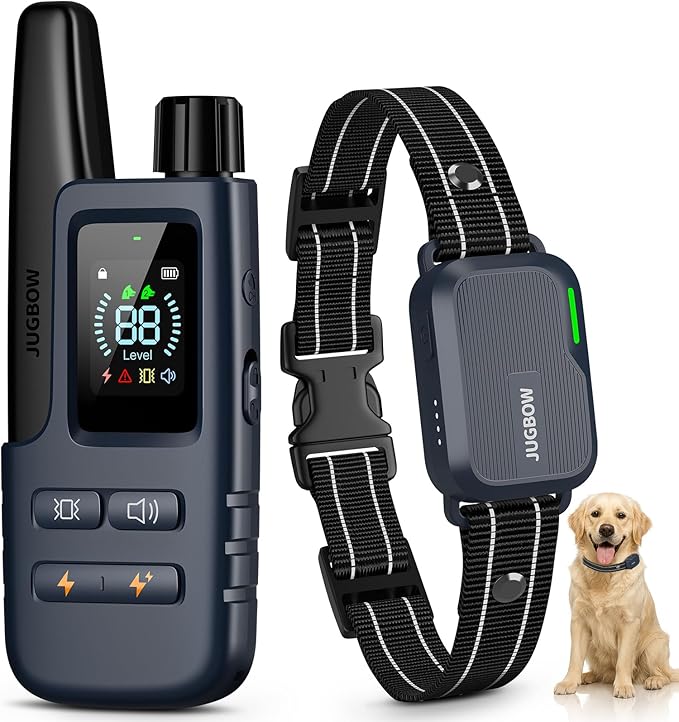 Dog Shock Collar - 4500FT Dog Training Collar with Remote, IPX8 Waterproof Electric Dog Collar with 4 Training Modes, Security Lock, Rechargeable eCollar for 10-120lbs Dogs(Dark Blue 1 Pack)