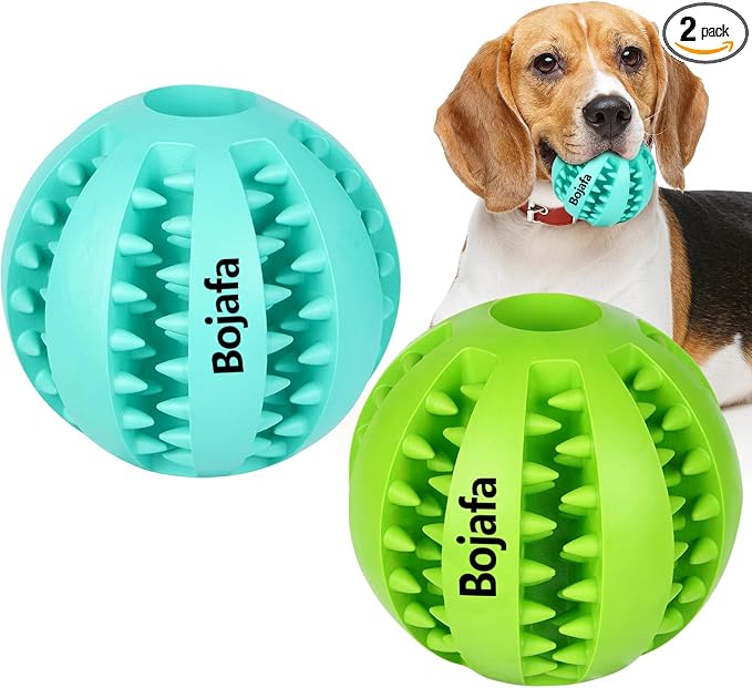 Puppy Chew Toys for Teething: Durable Rubber Dog Toys for Boredom - Treat-Dispensing Balls for Small Breed Indoor Play (2pack)