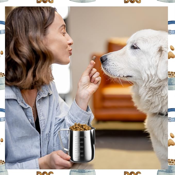 2.5 Cup Dog Food Scoop Stainless Steel Dog Food Measuring Cups Pet Food Scoop with Precision Scale Measurements for Dogs,Cats or Bird Foods, Injection Molded and Dishwasher Safe (2.5 CUP)