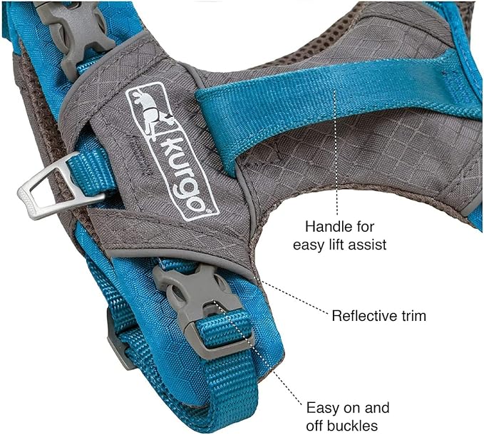 Kurgo Journey Air Dog Harness - Secure Fit for Active Dogs - Padded Chest - Lightweight Ripstop Fabric - Breathable Mesh - Reflective Trim - Back Assist Handle - Coral - X-Large