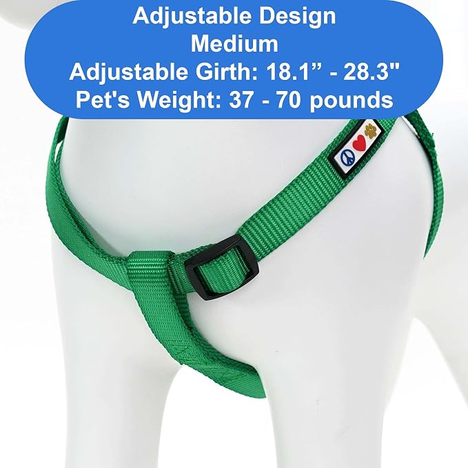 Pawtitas Solid Step-in Dog Harness – Adjustable No-Pull Vest for Puppies to Seniors, Safe & Comfortable M Lush Green
