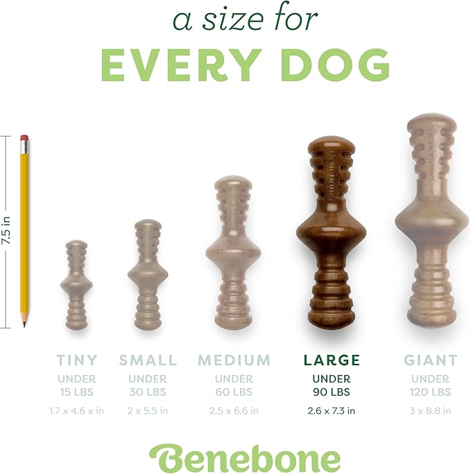 Benebone Zaggler Rolling Dog Chew Toy, Made in USA, Real Bacon Flavor, Large