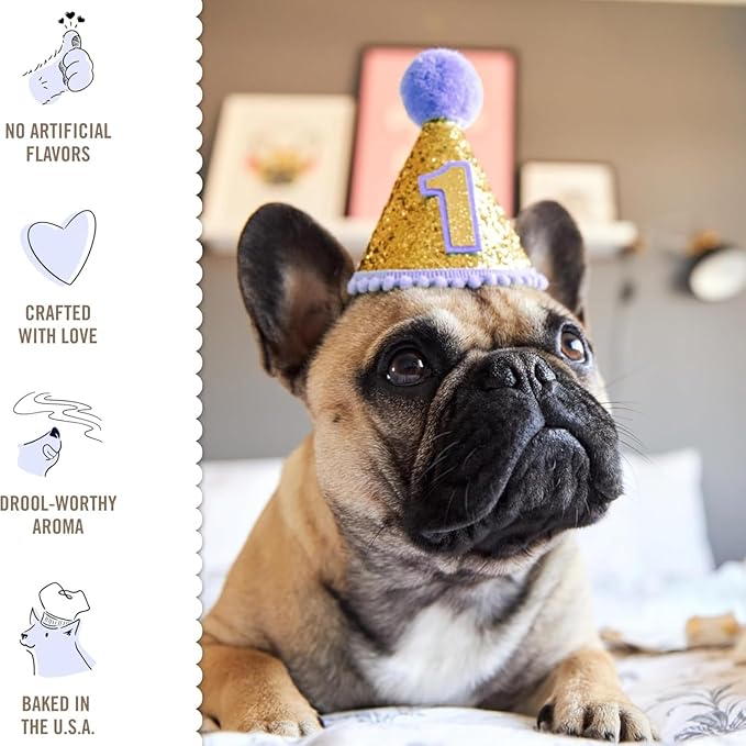 Three Dog Bakery Birthday Confetti Lick’n Crunch Dog Treats, Vanilla Sandwich Cookies with Cake-Flavored Crème Filling & Sprinkles, Oven-Baked Birthday Dog Cookies for Everyday Celebrations, 13 oz