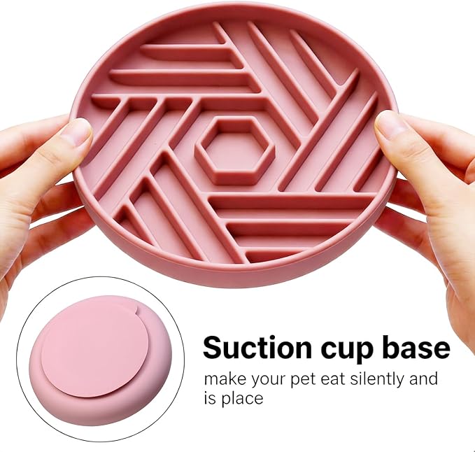 Silicone Slow Feeder Dog Bowl with Suction Base, Anti Choking Maze Puzzle Design Pet Bowl for Small and Medium Dogs & Cats, Non-Slip Food Grade Slow Eating Bowl to Prevent Bloating