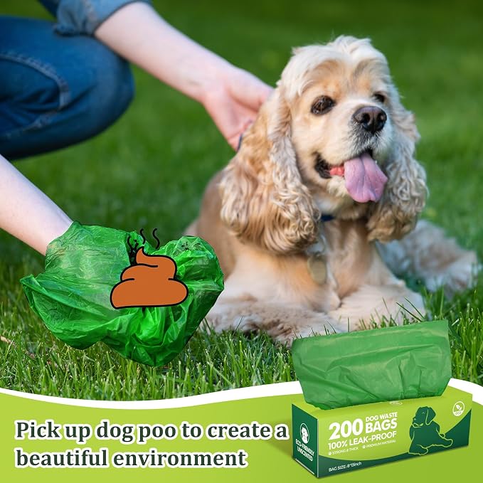 Harloon 6000 Counts Dog Poop Waste Bags Bulk, 30 Rolls Pet Waste Bags, Extra Thick Strong Leak Proof, for Walking, Travel, Park, Puppy Cleanup,Universal Doggy Rolls Waste-Box(Deep Green,12 x 8 Inches)