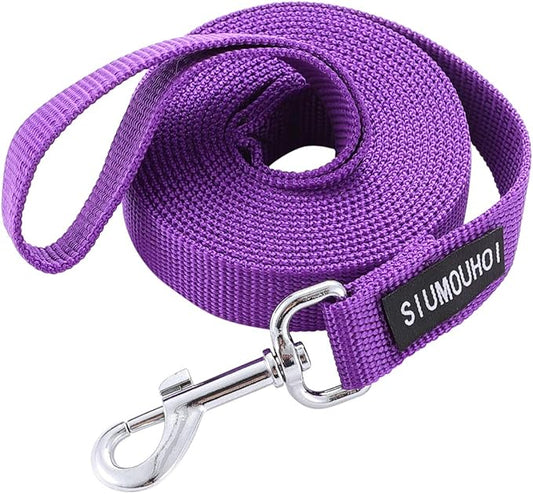 Strong Durable Nylon Dog Training Leash, 1 Inch Wide Traction Rope, 6 ft Long, for Small and Medium Dog (Purple, 6 Feet)