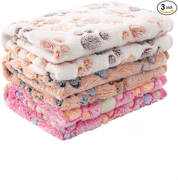 MIWOPET 3 Pack Cat and Dog Blanket Soft & Warm Fleece Flannel Sleep Mat, Great Pet Throw for Puppy, Kitten,Cats,Small Dogs (Small 23" x 15")