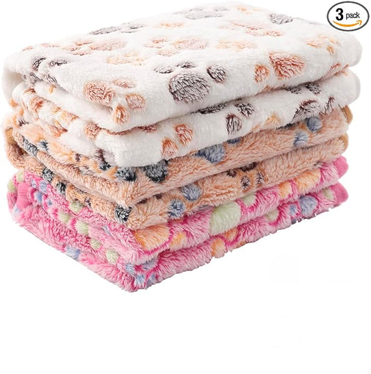 MIWOPET 3 Pack Cat and Dog Blanket Soft & Warm Fleece Flannel Sleep Mat, Great Pet Throw for Puppy, Kitten,Cats,Small Dogs (Small 23" x 15")