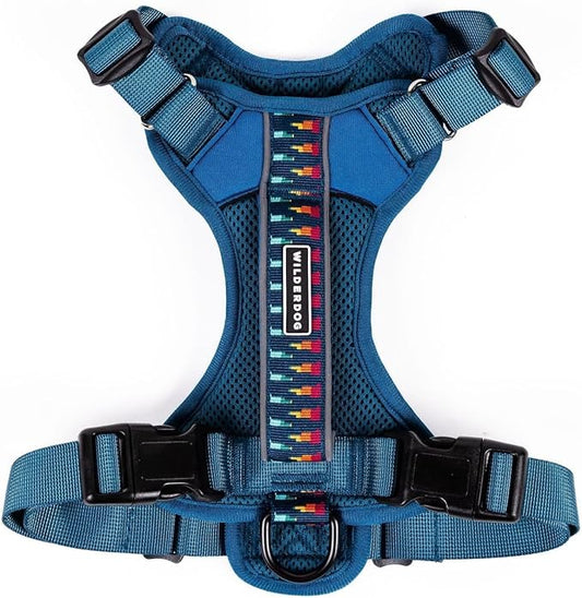 Wilderdog Lightweight Dog Harness with Reflective Straps - Medium - Pacific Blue