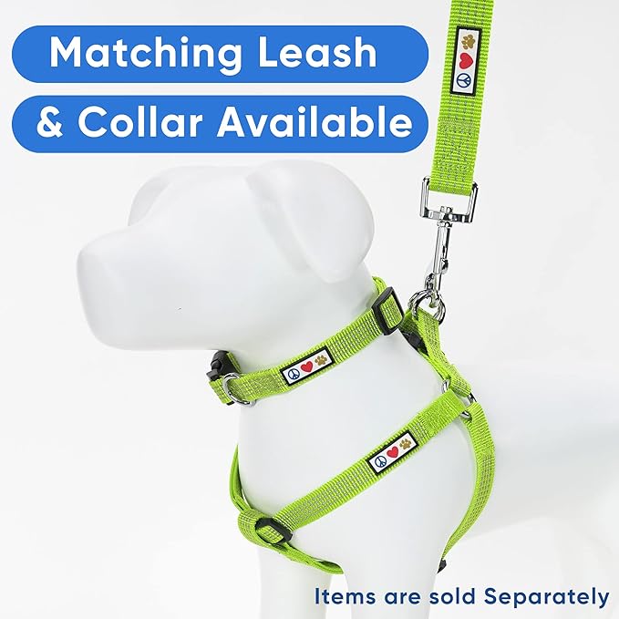 Pawtitas Reflective Step-in Dog Harness – Adjustable No-Pull Vest for Puppies to Seniors, Safe & Comfortable, S Green