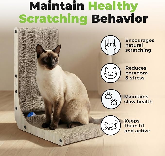 Best Pet Supplies Catify Cat Scratcher, Fun Interactive Scratchers, Posts, Poles, Claw Safe, Furniture Saver Indoor Play Support Natural Cat Behaviors Heavy Duty - L-Shape - H: 26"