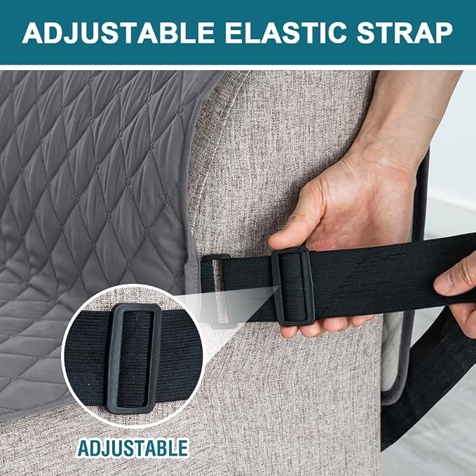 Turquoize 100% Waterproof Futon Cover Futon Slipcover Washable Armless Sofa Bed Slipcover Protector Seat Width Up to 70" with Adjustable Elastic Strap Anti-Slip for Dogs, Gray