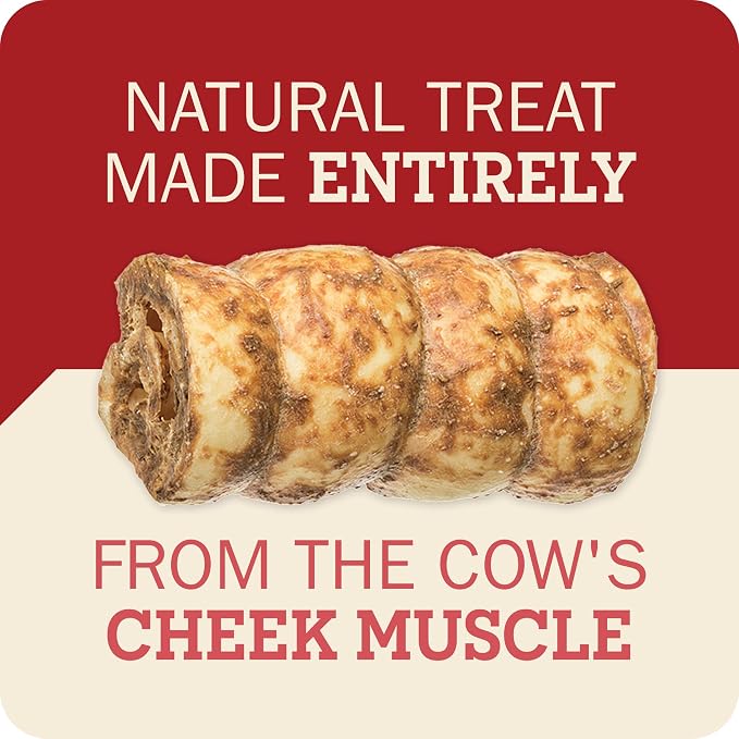 Redbarn Pet Products All-Natural Large Beef Cheek Rolls for Dogs, Chicken & Carrot Glazed - Single Ingredient Grain-Free Chew Treat Naturally Rich in Collagen - Packaging May Vary, Pack of 4