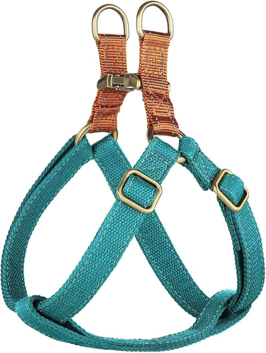 Didog Step in Dog Harness with Metal Buckles, Freedom Nylon Dog Halter Vests for Medium Dogs Easy Walking Training(M:Chest 19-28", Blue)