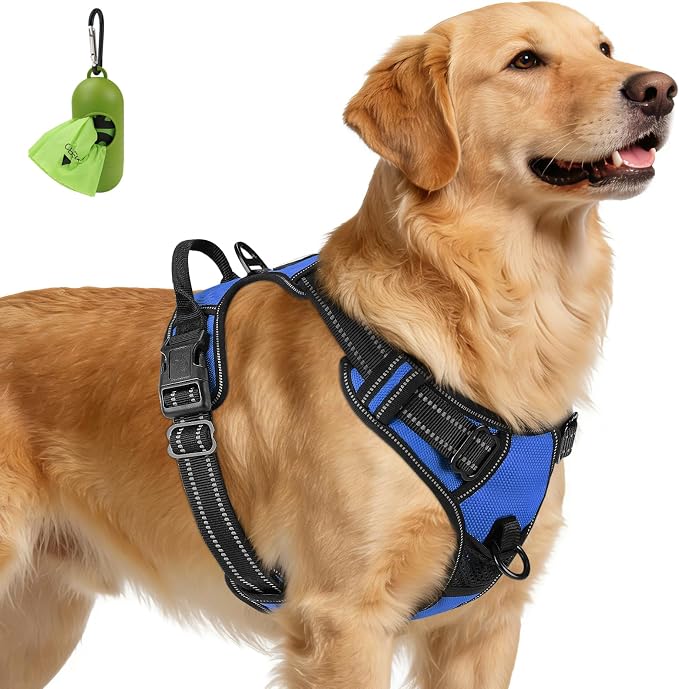 Joytale No Pull Dog Harness for Extra Large Dogs, Reflective Pet Vest with Front Clip, Adjustable Soft Padded Harnesses with Easy Control Handle for Training and Walking, Navy Blue, XL