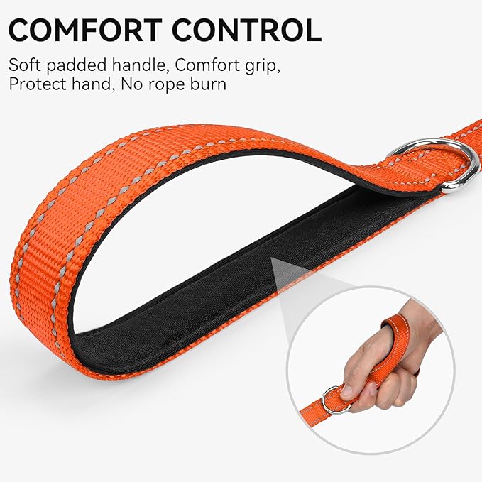 Joytale Dog Leash, 6 FT Double-Sided Reflective, Padded Handle Nylon Heavy Duty Leashes for Small Dogs Walking, Orange