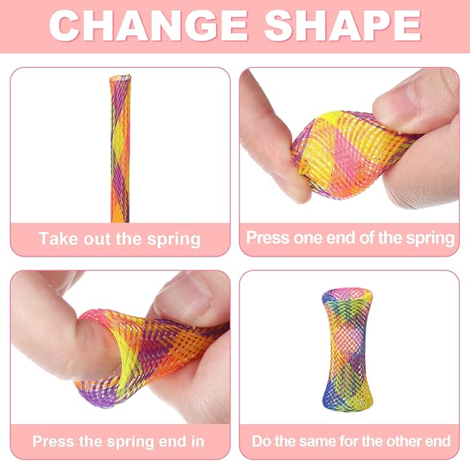 Leitee 60 Pcs Cat Spring Toys Kitten Tubes Indoor Interactive Chinese Finger Trap Cat Toys Plastic Coil for Pet Hunt Scratch(Random Colors)