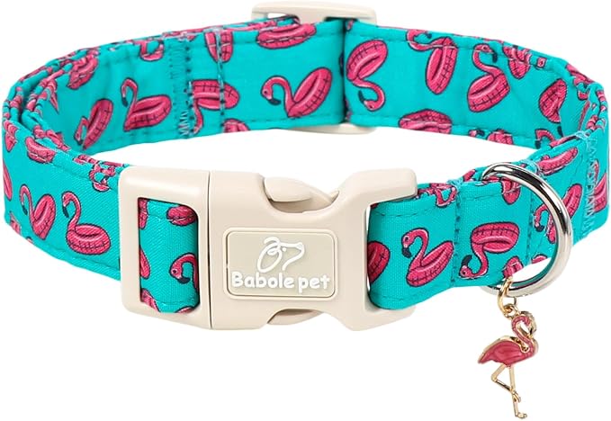 Summer Dog Collar, Cute Boy Flamingo Pool Party Dog Collars for Giant Large Dogs - Beach Day Pup Collar, Soft Adjustable Male Pet Collars with Quick Release Buckle XL
