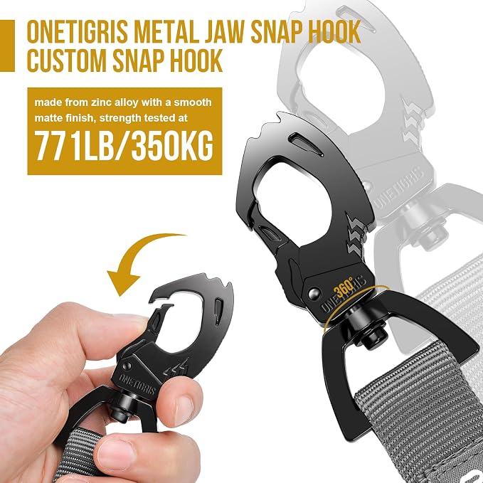 OneTigris Tactical Dog Training Leash Bungee Leash with 2 Control Handle Quick Release Nylon Leads Rope(Grey)