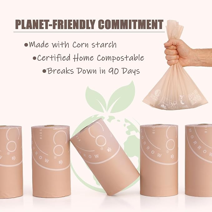 Bio-Based Dog Poop Bags, Silky Soft & Leak-Proof, Lavender-Scented, Made from Cornstarch 16 Rolls, 240 Bags