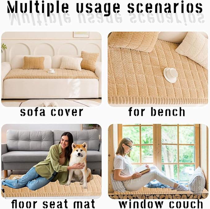Mitid Sofa Cover Fuzzy Couch Cover for Pet, Couch Covers for Dogs Washable Non-Slip Sofa Slipcover Cushion Protector Pets Friendly Mat