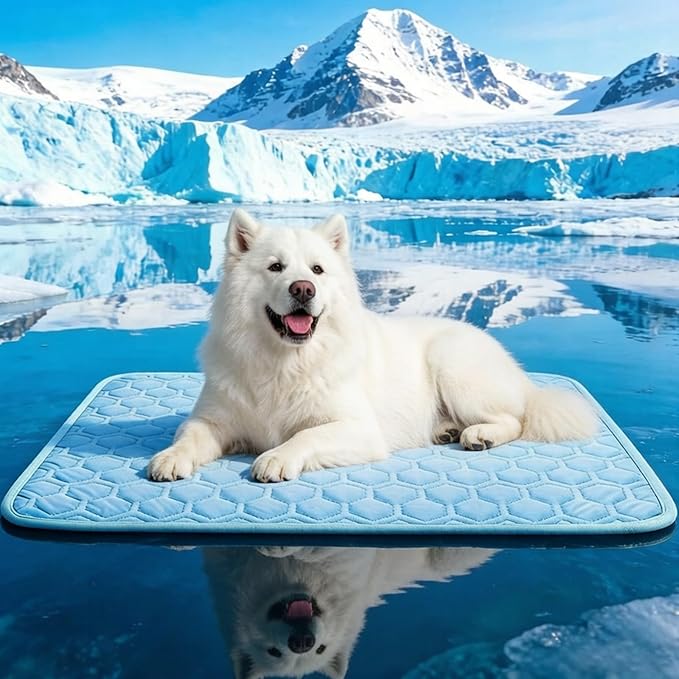 SISROL Cooling Mat for Dogs & Cats, Q-Max>0.5 Arc-Chill Fabric Washable Non-Slip Pet Cooling Pad, Thickened Portable Cooling Bed Mats for Indoor & Outdoor, Small Medium Large Pets