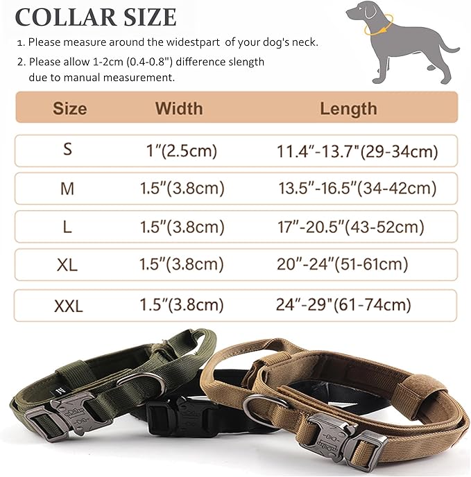 Tactical Dog Collar, Adjustable Military Training Nylon Dog Collar with Control Handle and Heavy Quick-Release Metal Buckle for Small Medium Large Dogs,Pink XL