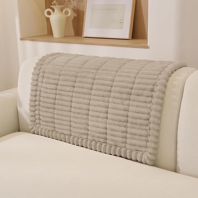 Fuzzy Sofa Headrest Covers for Dogs Washable, Thick Couch Covers for 3 Cushion Sofa Pet Friendly, Non Slip Plush Dog Couch Cover for for Sectional, Loveseat (Brown, 27.6" x 35.4")