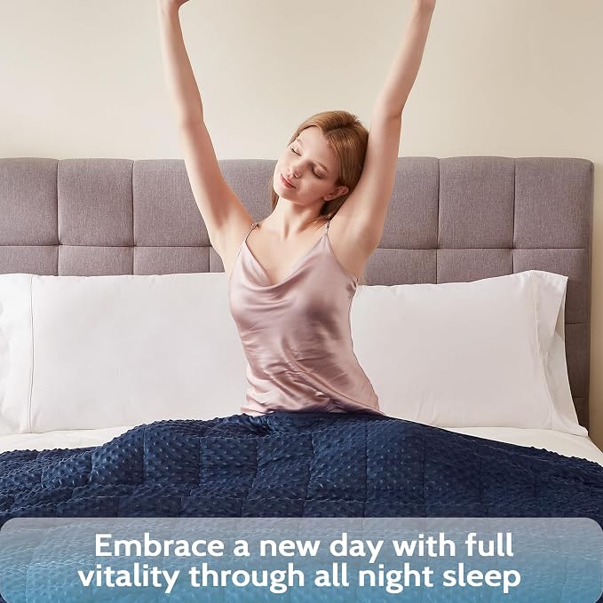 L'AGRATY Weighted Blanket for Adult - 48"x72" 15lbs Minky Dots Heavy Blanket with Glass Beads Soft Breathable for All-Season Summer Fall Winter Thick Comfort for Sleeping