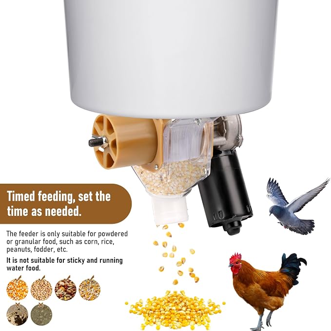Automatic Chicken Feeder Timer and Duck Feeder, 16 Groups Timed Poultry Feeder Great for Chickens, Ducks, Geese, Pigeons, Fish, Dogs, Fish, Cats