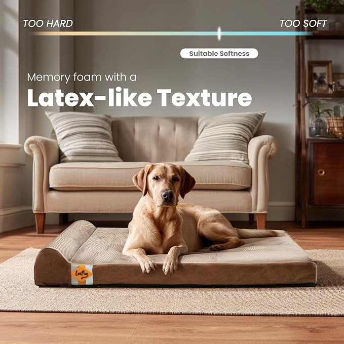 Laifug Orthopedic Dog Beds for Large Dogs,4.5" Memory Foam Dog Beds,Durable Water Proof Liner Removable and Washable, Nonskid Bottom, Brown 46"x28"x4.5"