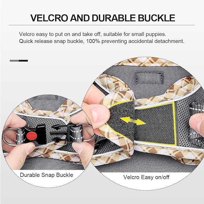 Mercano Soft Mesh Dog Harness and Leash Set, Step-in Reflective Breathable Lightweight Vest Harnesses with Safety Buckle for Small Dogs, Cats (Grey, XS)