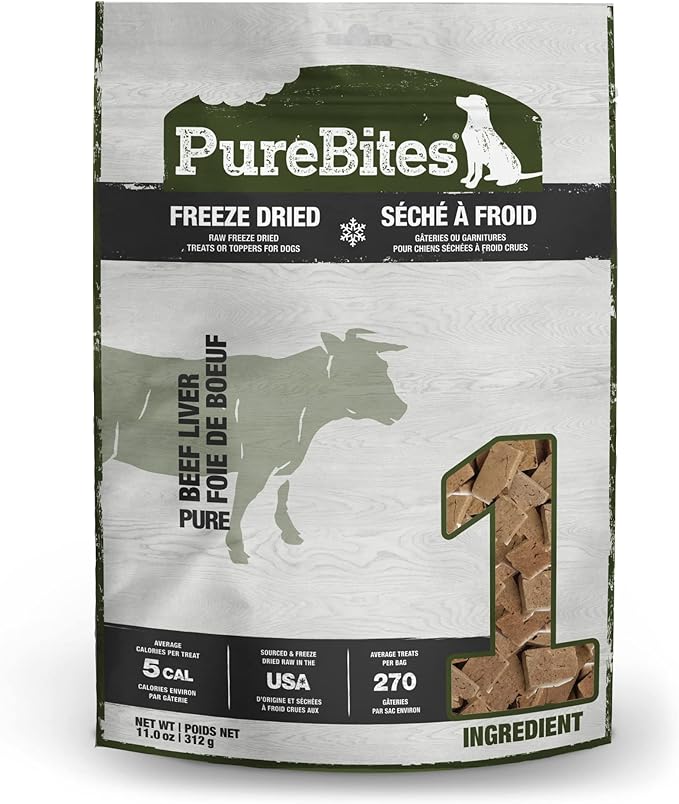 PureBites Beef Liver Freeze Dried Dog Treats, 1 Ingredient, Made in USA, 11oz