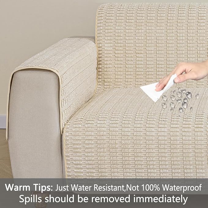 Muamar Dog Bed Protector, Anti-Slip Waterproof Sofa Covers for Living Room Couch, Dog Mat, Pet Pad - 30x82 inch, Cream White