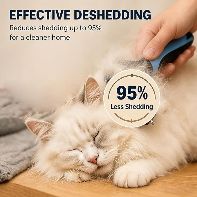 2026 New Undercoat Rake For Dogs & Cats, 2-In-1 Double-Sided Pet Grooming Tool With 9/17 Teeth, Used To Remove Loose Hair, Mats, Tangles, And Inner Fur (Large Blue)