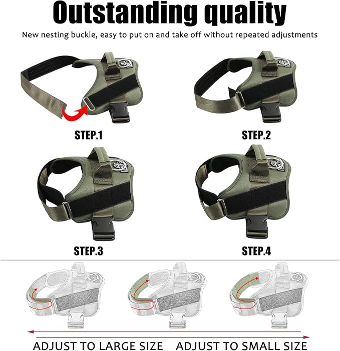 Dog Harness, No-Pull Reflective Dog Vest, Breathable Adjustable Pet Harness with Handle for Outdoor Walking - No More Pulling, Tugging or Choking