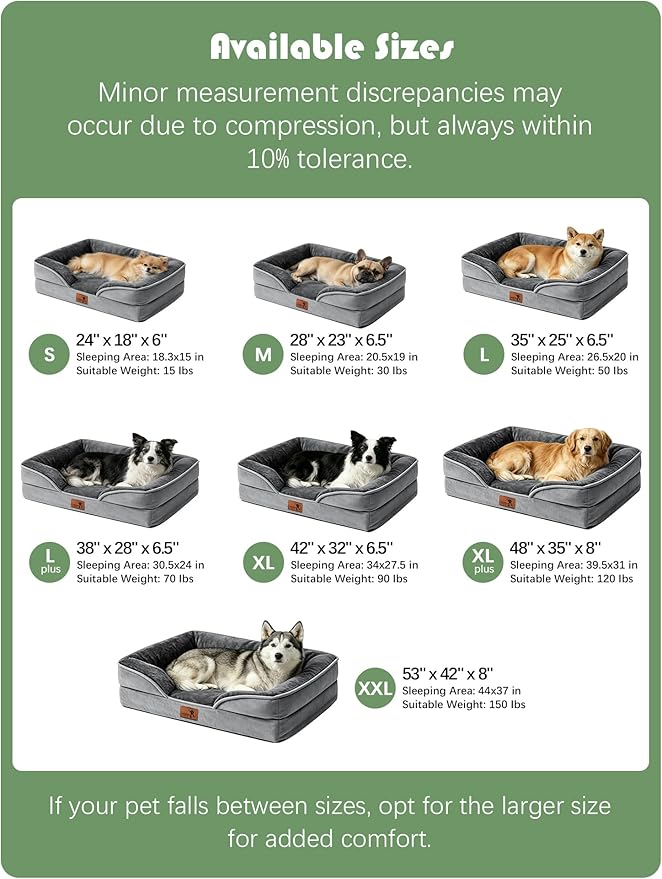 Spotted Play Orthopedic Dog Bed with Sides - Dog Sofa Beds for Extra Large Dogs, Supportive Foam Pet Couch Bed with Washable Removable Cover, Waterproof Lining and Non-Slip Bottom, Grey - XL-Plus