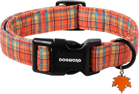 DOGWONG Fall Maple Dog Collar- Cute Classic Fall Autumn Flower Dog Collars Adjustable Fall Dog Collar for Small Medium Large Dogs S