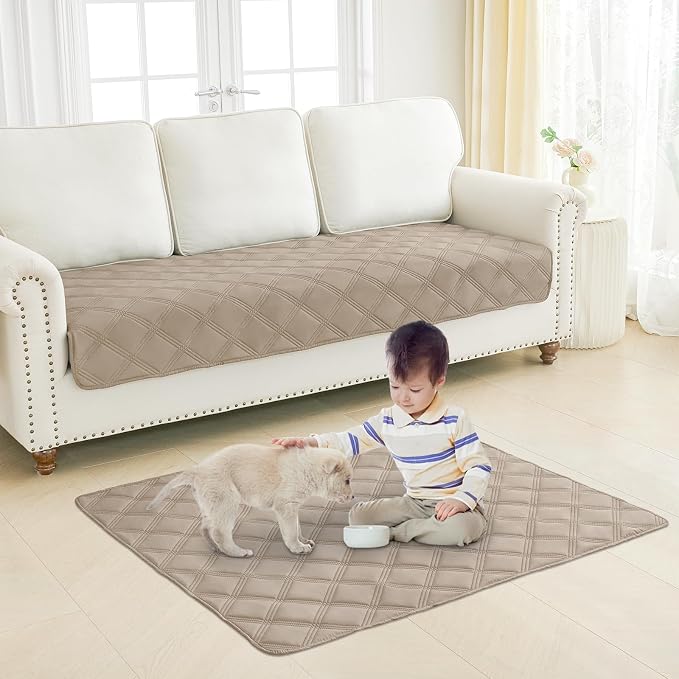 Smiry Waterproof Dog Bed Cover Blanket 30x70, Soft Reversible Pet Blanket, Washable Leakproof Cats Dogs Couch Cover for Sofa, Couch, Furniture, Taupe/Taupe