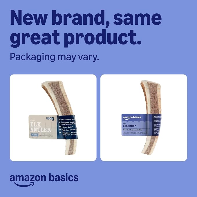 Amazon Basics Split Elk Antler, Naturally Shed, Small (Best for Dogs Under 15 lbs) (Previously Wag)