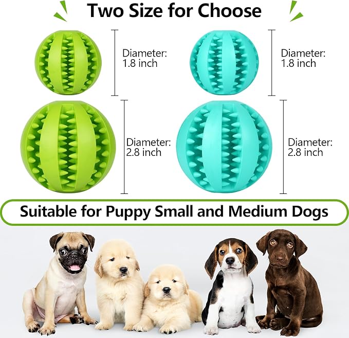 Treat-Dispensing Dog Toys: Durable Rubber Puppy Toys for Boredom - Dog Treat Balls for Small & Medium Breed Indoor Play (2pack)