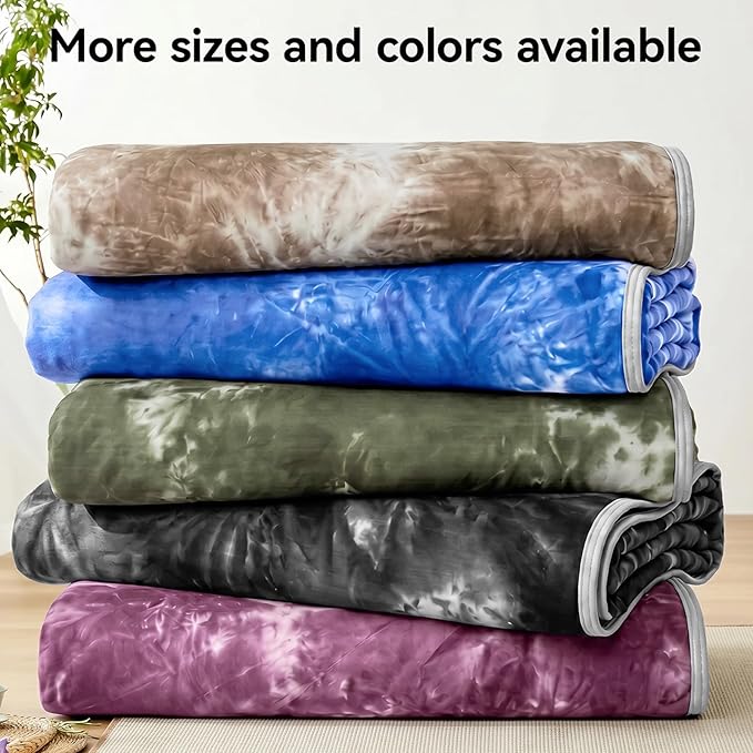 Guohaoi Cooling Throw Blanket for Hot Sleepers, Queen Size 90''×90'' Lightweight Breathable Summer Bed Blanket for Couch, Arc-Chill Q-Max >0.5 Cool Fiber,Lightweight Tie Dye Blanket Black