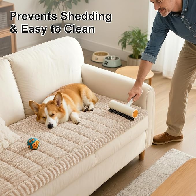 Smiry Couch Cover for Dogs, Non Slip Washable Sofa Protector for Pets, Soft Furniture Cover for Pet, Stylish Sofa Covers, Cozy Protect Against Fur, Dirt & Everyday Messes (Apricot, 27.6" x 82.7")