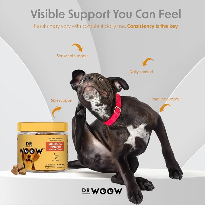 Dog Allergy & Itch Relief Supplements Soft Chews (90 CT) – Seasonal Allergy Support + Hot Spot & Skin Comfort – Omega 3 Salmon Oil + YEA-SACC – Made in USA