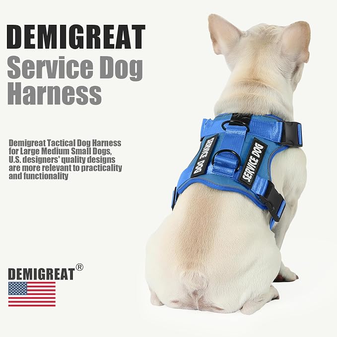 Service Dog Harness, Reflective Dog Vest Harness with 5 PCS Patches, Adjustable Soft Oxford Pet Harness, Inner Layer Mesh, Easy to Control for Small Medium Large Dogs