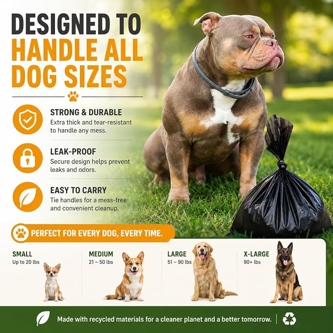 Dog Poop Biodegradable Black Bags with Dispenser (700 Bags) Eco-friendly doggy poop bags Pickup Bag 35 Refill Rolls Eco Dog Waste Bags Cat Litter Clamps & Poop Bags (35 Rolls, Uscented)