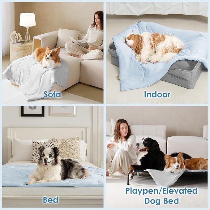 EHEYCIGA Premium Cooling Blankets for Dogs - Q-MAX>0.53, Dog Cooling Blanket Summer, Soft Dog Cooling Mat for Hot Weather, Washable Cat Pet Cooling Blanket, Light Grey, 30x40